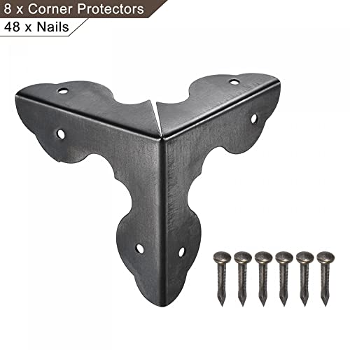 Image of uxcell 33x33x33mm Metal Box Corner Protectors Edge Guard Black 8pcs