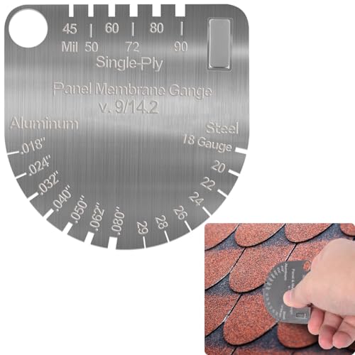 Image of Upgraded Panel & Membrane Gauge Shingle - Stainless Steel Thickness Caliper for Metal Roofing, Shingles, Single /Dual-Ply Membranes | Replaces Shingle Gauge, Accurate Roof Inspection Measurement Tool