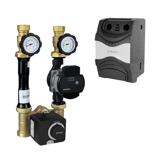 ENVIRON - Heizkreis Pumpengruppe mit Hocheffizienzpumpe Drei-Wege-Mischer und Stellmotor Heizkreisset Mischer DN25 1 1/2' Anbindesystem
