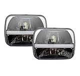 Lspbfkq phares avant LED 72 W Pour GMC Pour Savana 3500 2500 1500 K2500 K3500 5 X 7 Pouces 6 Feux Jour Carrés Avec Clignotants Route/croisement Feux avants auto(2PCS Black B)