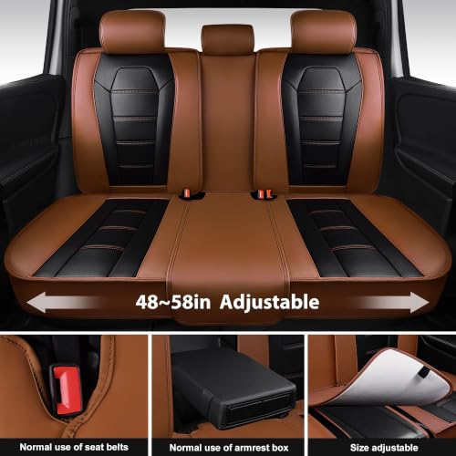 Image of CAR PASS Nappa Leather Car Seat Covers Full Set Faux Leather,Black Brown | Luxury Nappa Leather,360 Full Protection,Water resistant,3D Foam Comfort,Universal Fit for Most Cars SUV Truck,Scratch proof