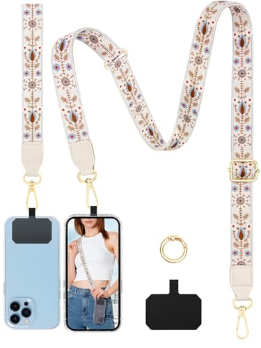 Faneam Correa Universal para Teléfono Móvil, Cordón Movil Colgar Ajustable con Motivos Chic, Correas para Bolsos de Mujer, Anchura de 2,5 cm, Colgador Móvil Cuello, Colgador Lanyard Móviles para Mujer