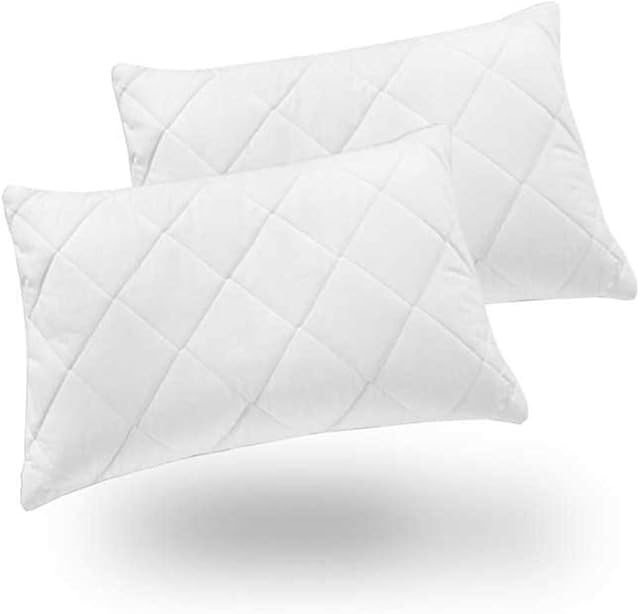 Premium Quilted Cover Pillows (2 Pack, Standard) - Hotel Quality Filled Pillows for Side, Back and Stomach Sleeper, Soft Hollow-fiber Filled Sleeping Pillows Down Alternative Bed Pillows