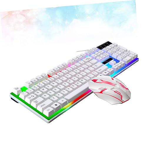 COHEALI Teclado y Ratón para Juegos Cable Gaming y Retroiluminación Led, Kit Ergonómico para Pc, Resistente a Líquidos, Color Blanco, Diseñado para Gamers