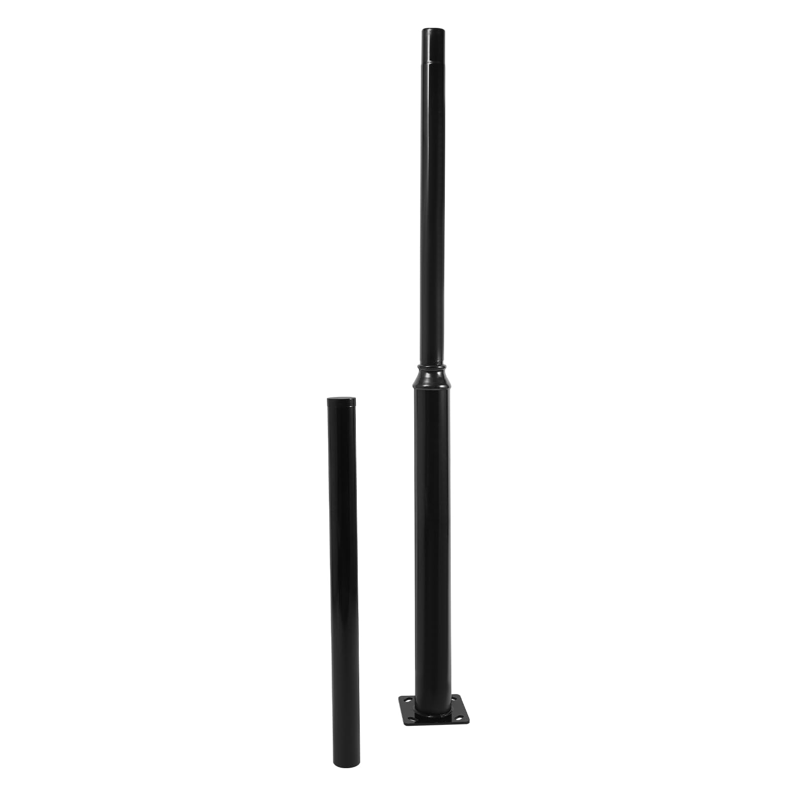 Mât pour Lampadaire Solaire Extérieur, Poteau d’Éclairage de Rue en Acier Galvanisé, Support Résistant aux Intempéries avec Cadre de Fondation pour Jardin, Terrasse, Parking, Allée (3m, Cour)