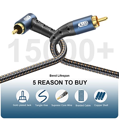 Emk ZM90RCA Rca Subwoofer Cable 90 Degree Rca To Rca Audio Cable 24K Gold-Plated Nylon Braided Double Shielded Digital Analogue Supports Amplifiers,Home Theater,Hi-Fi Systems,Subwoofer thumb #4