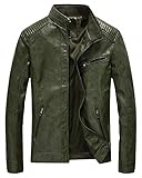 Fairylinks Leather Jacket Men Black Slim Fit Motorcyle Lightweight
