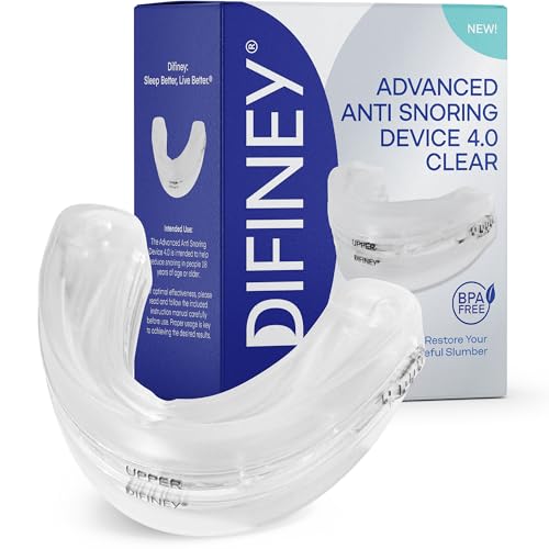 Difiney Advanced Anti Snoring Device 4.0 Clear: Adjustable Custom-Fit Anti Snoring Mouthpiece Mouth Guard for Men and Women - Effective Comfortable Anti Snore Solution