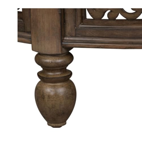 Image of Wooden Carved Coffee Table for Living Room | Center Table for Living Room Furniture | Solid Wood Round Tea Table for Home | Durable & Stylish Coffee Table for Home, Bedroom & Office (Walnut)