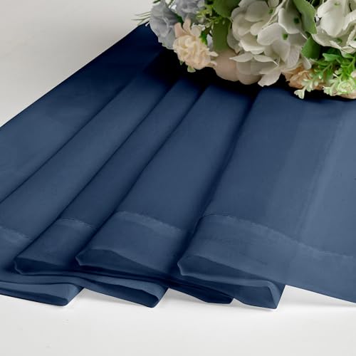 Image of OWENIE Blue Sheer Curtains, Sheer Curtains 78 inches Long 2 Panels Set, Rod Pocket Voile Fimly Sheer Drapes for Living Room /Bedroom, 2pcs, Each 42 inch W x 78 inch L, Navy Blue