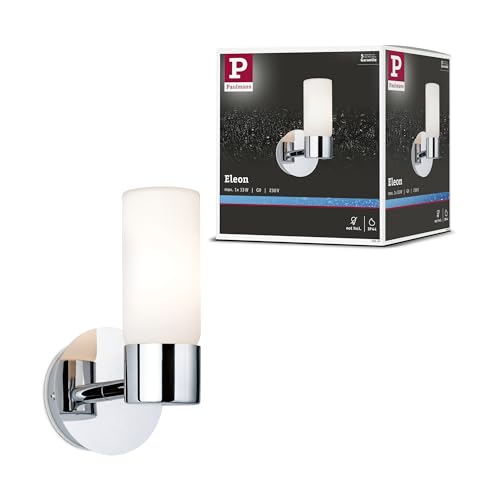 Paulmann 70839 Wandleuchte Eleon Max. 33 Watt IP44 Wandlampe Chrom, Satin Wohnzimmerlampe Metall, Glas Flurlampe G9