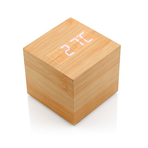 Gearonic Digital Alarm Clock, Brighter Display Wooden Alarm Clocks, Led Clock For Bedroom, Small Digital Clock With Usb Led And Charger, Square Shape With Compatible Size Suitable For Bedrooms, Office Desks, Wall-Bamboo #TOP3
