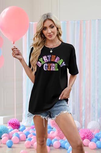 Oversized Sequin Birthday Girl Shirt Womens Happy Birthday Graphic Tees Birthday Gift Top Casual Short Sleeve Tops3