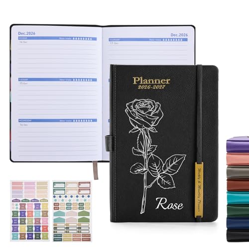 2026-2027 Planner 18 Months Daily Weekly Calendar Planner Custom with Logo/Text/Image Hardcover Notebook Personalized Academic Planners Your Success, Idea Gifts for Men Women (Black, Personalized)