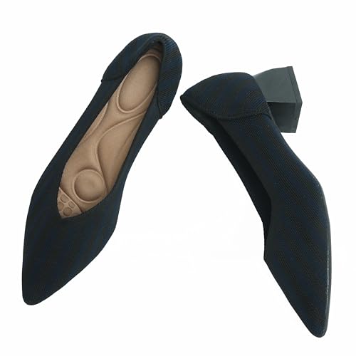 Women’s Chunky Low Block Heels Lightweight Knitted Shoe Slip on Loafers Orthotic Pumps2