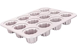 Non-Stick Canele Molds Baking Pans for Cupcakes, 12 Cavities Cannelés Mold