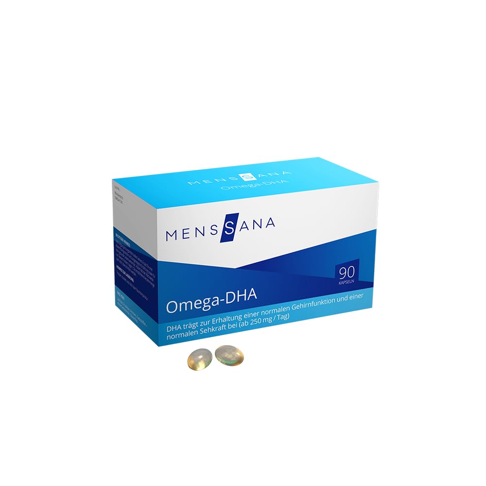 Omega-DHA MensSana – 500 mg DHA & 105 mg EPA pro Tagesdosis – Omega-3-Fettsäuren aus hochwertigem Fischölkonzentrat – 90 Kapseln