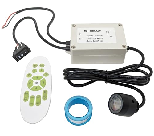 Pactrade Marine Multicolor Drain Plug Underwater Transom LED Boat Light - NPT 1/2 Inch-14 IP68 RGB Kit with Remote Control - 20 Colors, 4 Color-Changing Modes