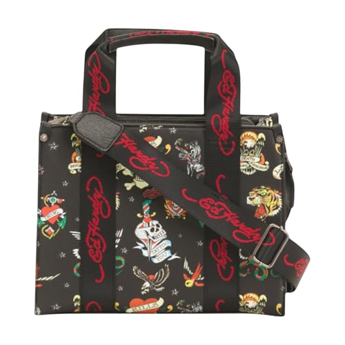 ED HARDY Faux Leather Small Tote Handbag Purse