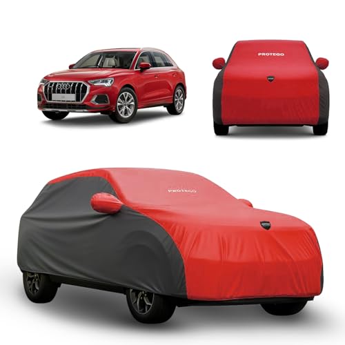 Image of PROTEGO Prime Series India's 1st Anti-Tear Car Cover for Audi Q3 | Heavy Duty, Custom Fit, All Weather Protection | 100% Waterproof, Windproof & Hail Resistant | 2 Year Warranty | Red + Black