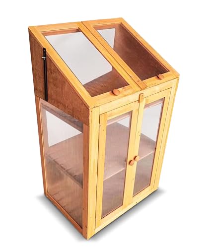 Wooden Polycarbonate Greenhouse Cold Frame for Garden, Mini Greenhouse Ideal for Outdoor Flower Vegetable Planting Storage H118 x W69 x D50.5cm
