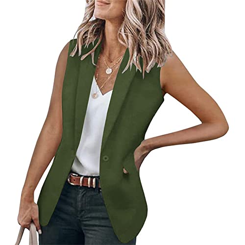 Soulolo Damen Kurzarm Blazer Elegant ärmelloser Blazer Slim Fit Langarm-Blazer Einfarbig Revers Jacke Mantel Anzüge Business Longblazer Cover