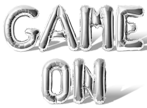 Letter Balloons - GAME ON 16" Inch Alphabet Letters Foil Mylar Balloon Birthday Party Banner (Silver)