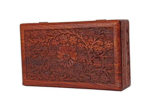 STORE INDYA storeindya Wooden Jewelry Keepsake Trinket Storage Box Organizer Holder Handmade Box for Girl Women (Design1) Mother's Day Gift