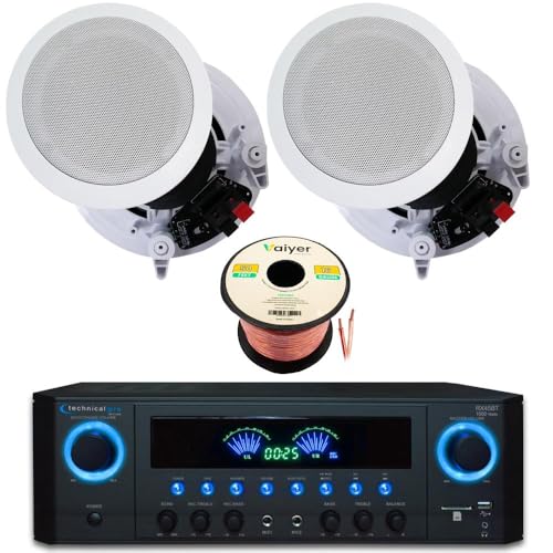 Home Theater Sound System Kit - 1000 Watts Bluetooth Amplifier w/ 2 Qty of 8