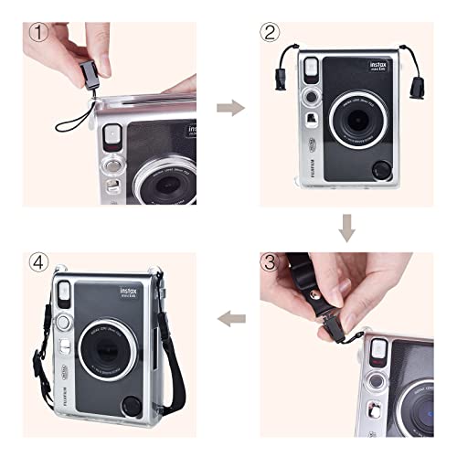 Rieibi Instax Mini Evo Case Clear - Crystal Pvc Protective Case For Fuji Instax Mini Evo Camera - Hard Carrying Case With Removable Shoulder Strap -Transparent #TOP3