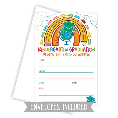 Kindergarten Graduation Invitations (20 Count) With Envelopes - Kindergarten Grad Party Invites