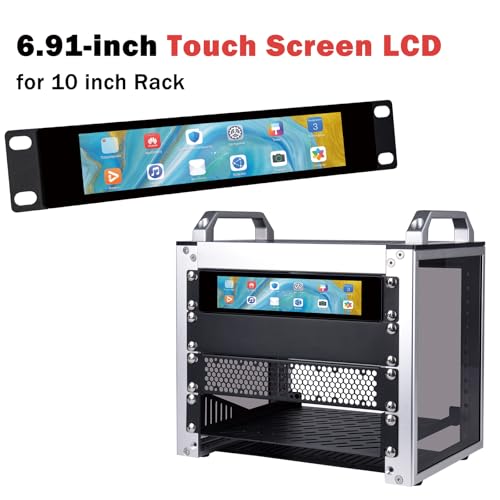Image of GeeekPi 6.91 inch 1424x280 LCD Touch Screen 1U Rack Mount Monitor for DeskPi RackMate T0 /T1 /T2 /T0 Plus /T1 Plus /TL1 Server Cabinet and 10 inch Server Rack