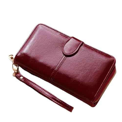 Long Wallet PU Leather Retro Handbag Large Capacity Handbag Portable and Multi Functional(D)