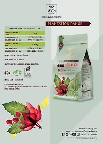 Barry Callebaut Baking Dark Couverture Semi-Sweet Chocolate. 65 % Cacao. Peruvian Single Origin Chocolate. 2.2 Lbs (1 Kg) #TOP2