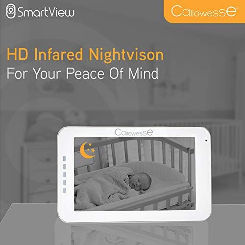 Callowesse Smart View LCD Monitor with HD Camera, Talk-Back, Tilt, Zoom, Wi-Fi Connection and Remote Free App, Night Vision, Energy Saving VOX Mode and Temperature Alarm