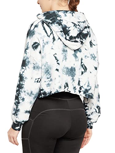 Image of Clovia Women's Cotton Comfort Fit Tie-Dye Print Cropped Hoodie