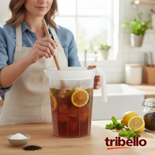Tribello Set of 2 – 1-Gallon Plastic Pitchers with Lids – Ideal Iced Tea Pitchers with Twist Cover, BPA-Free, Dishwasher & Freezer Safe for Juices & Storage - Image 6