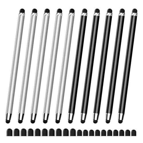 Image of 10 PCS Stylus,Stylus Pen for Touchscreen,Stylus 2-in-1 High Sensitivity & Precision Suitable for Touch Screens of iPhone /ipad /Android Tablets(10 Stylus Pen Silver /Black + 20 Tips)