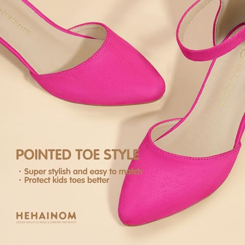 Image of Hehainom Girls Dress Shoes Chunky High Heels Ankle Strap Pumps