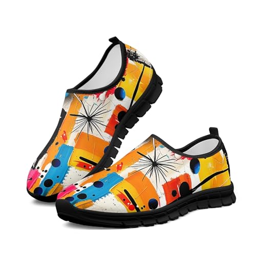 Art Printed Shoes for Women Tennis Shoes Slip on Sneaker for Indoor/Outdoor Size 5-10.52