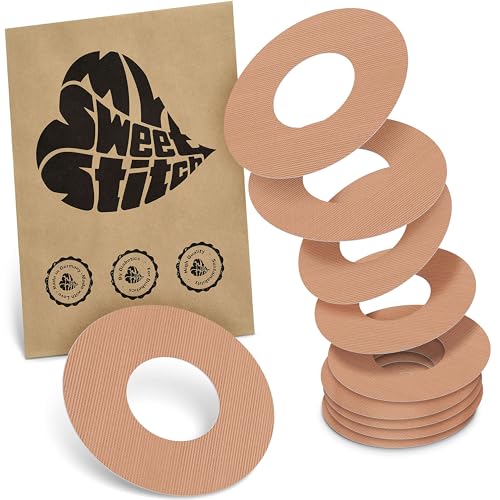 MySweetStitch - 10 x Parche FreeStyle Libre 1 & 2, Ringpatch Ø 65 mm, interior Ø 28 mm, protector sensor, parches sensor, impermeable, transpirable, suave para la piel, Beige