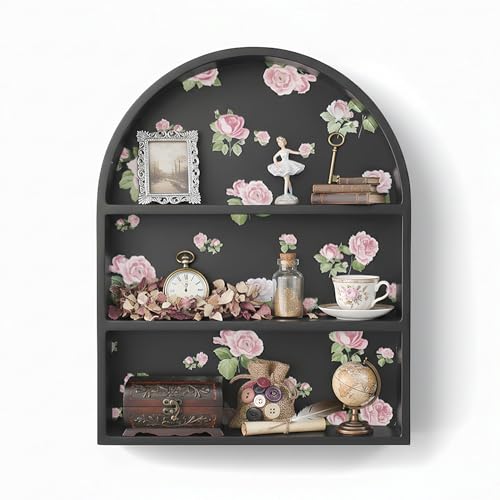 FNYDOX Arched Trinket Shelf - 15 Inch Black Wood Wall