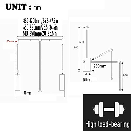 Rail de suspension rabattable armoire dressing extensible penderie relevable aluminium - 4