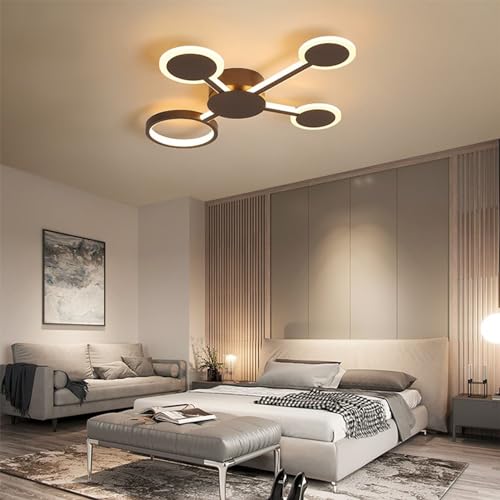Plafonnier LED noir dimmable pour salon et chambre moderne