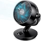 WOWDSGN Ventilador de Mesa Silencioso 24dB, Potente Ventilador Circulación de Aire Turbo - 80° Oscilación Horizontal - 100° Ajuste Vertical - 3 Velocidades para Dormitorio Oficina Cocina - Negro