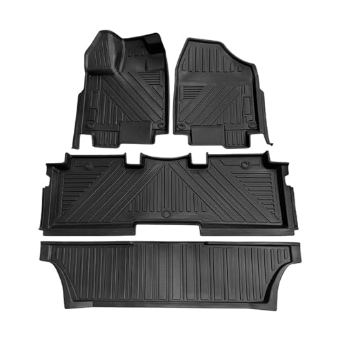 TuningPros FM-1012 Car Floor Mats Full Set Compatible with 2018-2024 Honda Odyssey | 4-pc Cargo Liner Black Car Mats | Custom Fit Non-Slip Car Floor Mat Rubber