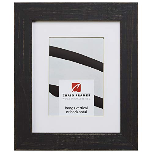 Craig Frames 24x36 Black Picture Frame Matted to 20x30, Rustic Wall Decor