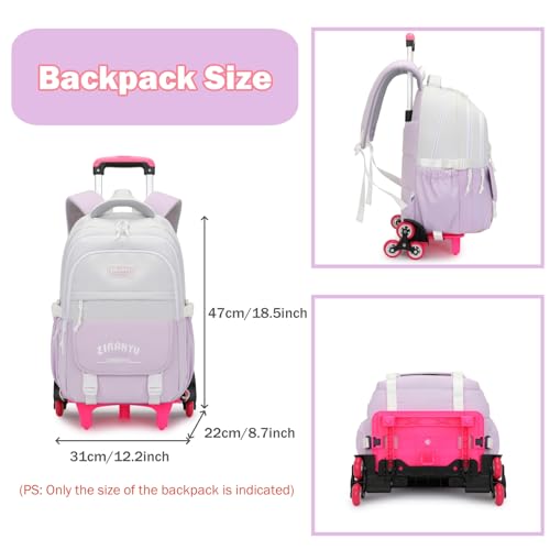 Mildame Rolling Backpack for Girls Boys School Backpack with Wheels Kids Wheeled Bookbag Pink Roller Back Pack2
