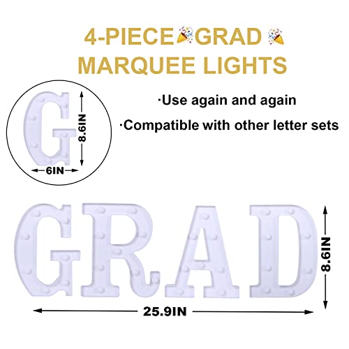 4 LED Marquee Letter Lights GRAD Sign，GRAD Light up Letter Numbers for Graduation Party Decorations, 2026 Graduation Decorations Party Supplies by JUICYRAUL - Image 3