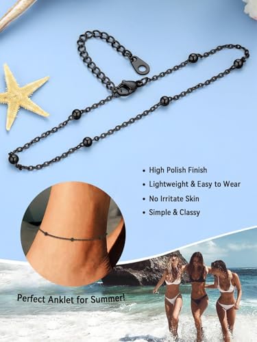 Image of FaithHeart Waterproof Ankle Bracelets for Women, 1 /2 /3Pcs Non Tarnish Stainless Steel Layered Anklet Set Paperclip Figaro Cuban Link Chain Dainty Summer Beach Jewelry Gift Adjustable Size
